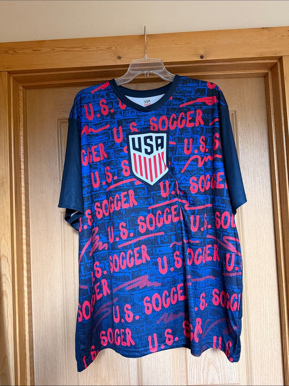 USA Soccer Performance Short Sleeve Tee - Navy with Red Graphic